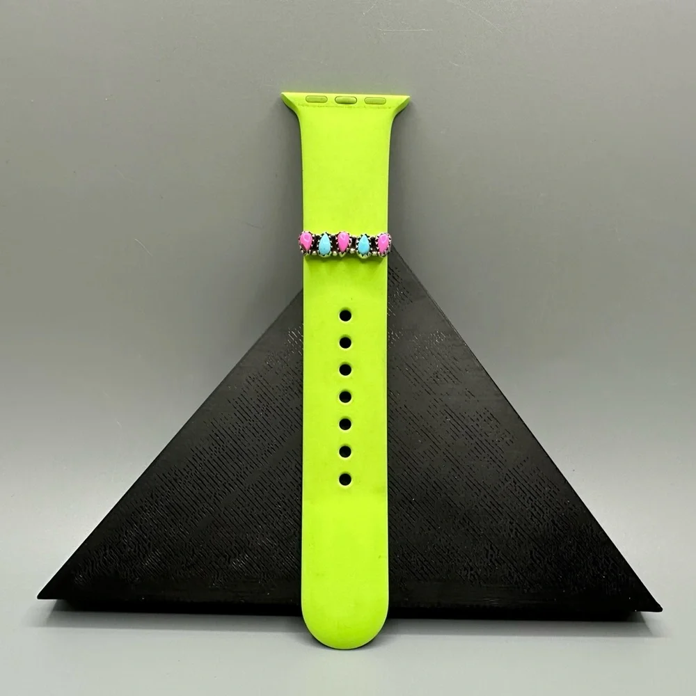 ⌚Cotton Candy Turquoise Sterling Silver 925 Watch Band Charm Handmade iWatch
